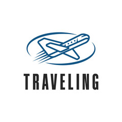 traveling airplane logo design concept idea