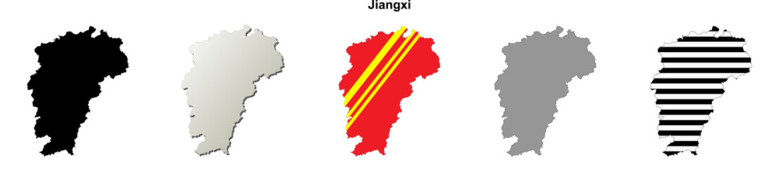 Jiangxi province outline map set