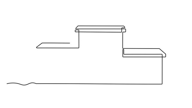 Abstract sports podium, three prizes,  Self drawing animation one continuous line draw, logo