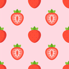 Seamless pattern with cute strawberry.