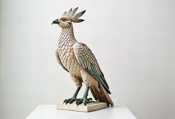 Elegant Showing Cockatrice statue on a white background