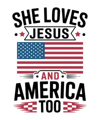 Naklejka premium She Loves Jesus and America Too
