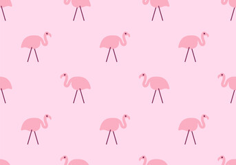 Pink flamingos summer pattern. Beautiful seamless tropical pattern with pink flamingos. Exotic Hawaii art design for fabric, textile, decor, banner