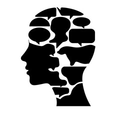 Silhouette of speech bubbles depicting communication concept, dialogue