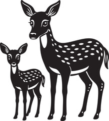 Minimalist black deer silhouette design suitable for print-on-demand, stickers, tattoos, and woodland wildlife art.