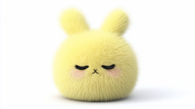 Fluffy yellow rabbit plush toy