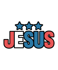 Patriotic JESUS Design with Red, White
