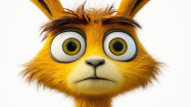 Animated cartoon bunny, surprised expression