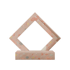 in square minimal scene, 3d image render transparent background of brown terrazzo podium