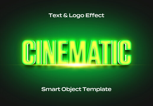 Cinematic Cinema Movie Text Logo Style Effect Mockup Logotype Template Shape