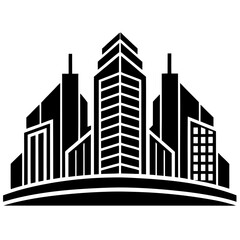 Fototapeta premium Cityscape buildings black silhouette vector illustration