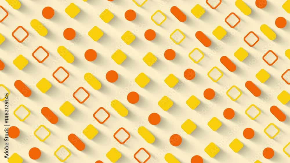 Poster abstract background in flat style with animation of rounded rectangles, circles and lines on colorfu