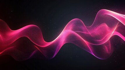 Obraz premium Abstract wave pattern with pink and purple glowing lines on dark background