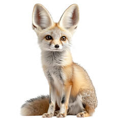 Obraz premium Alert Fennec Fox cub with oversized ears sits attentively captivating in on transparent background