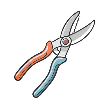 garden shears orange blue handle clip art preview
