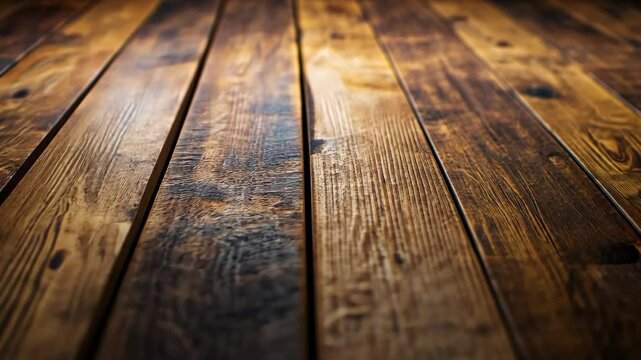 Rich, dark brown wood planks, rustic texture, close-up perspective