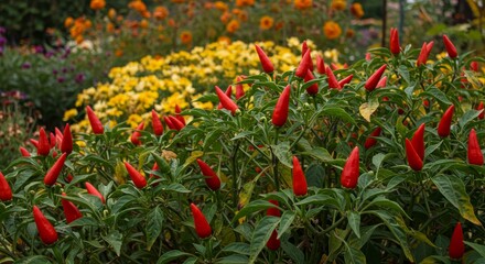 Naklejka premium Photo of Red Chili Peppers in a Garden