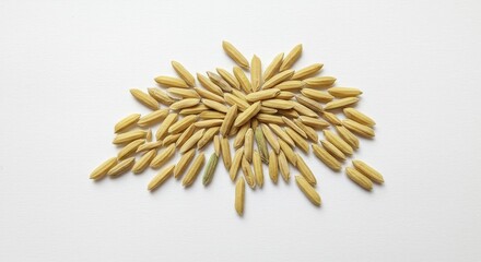 Photo of Rice Grains Arranged on White Background
