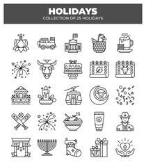 Collection of 25 Holidays. Festive Traditions and Cultural Celebrations