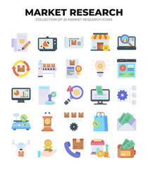 Collection of 25 Market Research Icons. Business Analytics. Marketing. and E.commerce
