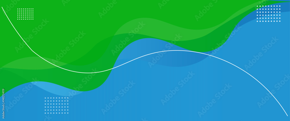 Poster vector modern blue and green wave abstract background. creative halftone pattern in blue green backg