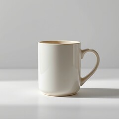 Fototapeta premium individual ceramic coffee mug on a white background, in a sleek style, with precise textures, subtle shadow, clean backdrop, high resolution