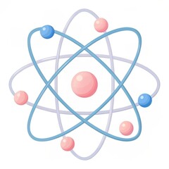 Image of an atom illustration featuring orbiting electrons in a digital style.