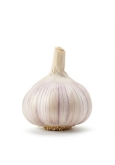 Photo of Single Garlic Bulb on White Background