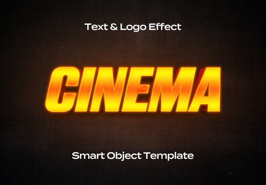 Cinematic Cinema Movie Text Logo Style Effect Mockup Logotype Template Shape