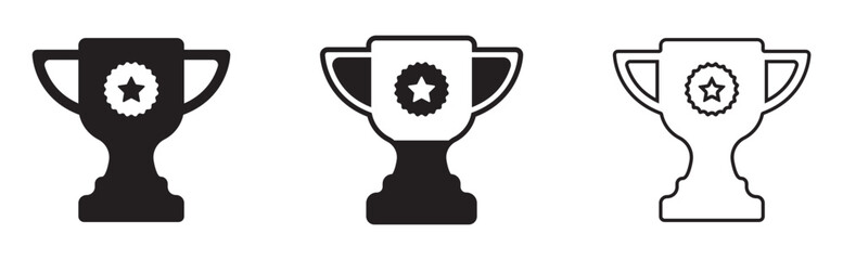 trophy icon vector. Trophy cup symbol icon. Trophy Icons – Achievement Symbols in Black, White, and Outline Styles