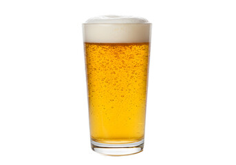 glass of golden beer with bubbles isolated on transparent background Generative Ai.
