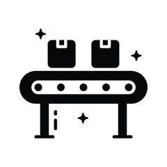Well crafted glyph icon of moving belt conveyor