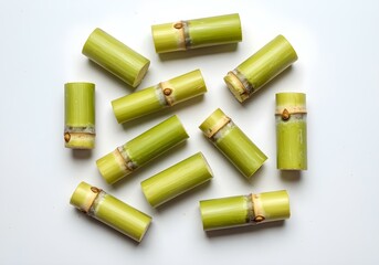 A green sugarcan with a white background