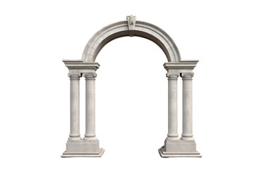 Classic Stone Archway with Ornate Columns and Base, Transparent PNG