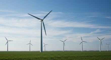 Photo of Wind Turbines in Green Field Under Blue Sky