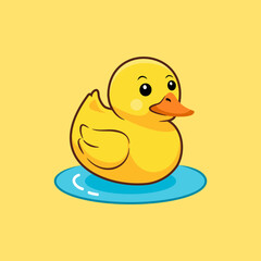 cute yellow rubber bath duck cartoon illustration