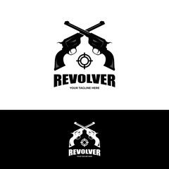 vintage revolver gun logo design