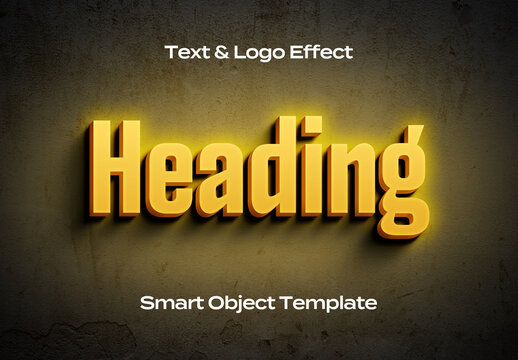 Signboard Texture Sign Concrete Wall 3D Text Logo Style Effect Mockup Logotype Template Shape
