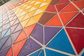 Abstract Colorful Triangle Pattern Pavement Design Geometric Background