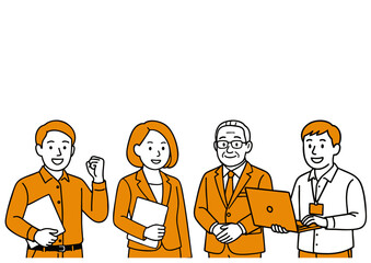 社長とIT機器を活用するビジネスチームの上半身