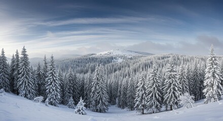 Fototapeta premium Photo Snowy Mountain Forest Winter Landscape