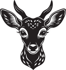 A Minimalist Deer Head Outline and wild Animal Silhouette Art Design are perfect for logo design, t-shirts, hunting themes, and rustic wall art.