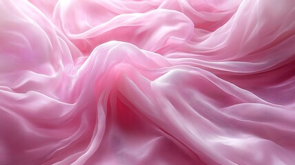Obraz premium Delicate Pink Fabric Waves, Silky Smooth Texture, Soft and Ethereal Beauty