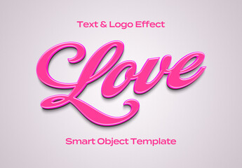 Love Feminine Pink Red Text Logo Style Effect Mockup Logotype Template Shape