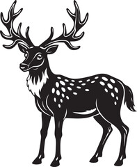 A Minimalist Deer Head Outline and wild Animal Silhouette Art Design are perfect for logo design, t-shirts, hunting themes, and rustic wall art.