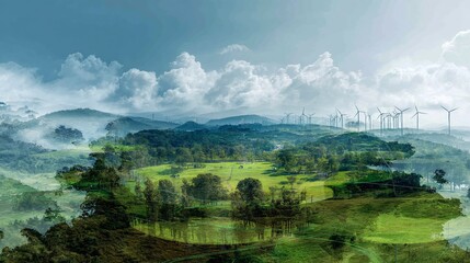ESG Ethical Network in a Vibrant Meadow with Sustainable Elements