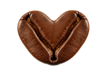 heart shaped coffee bean isolated on transparent background Generative Ai.
