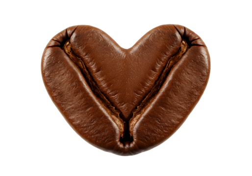 heart shaped coffee bean isolated on transparent background Generative Ai.
