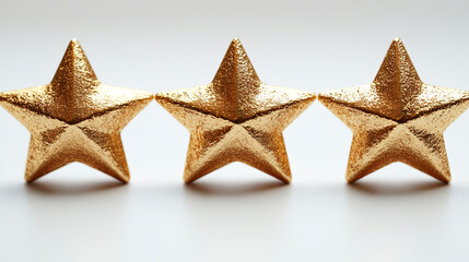 Three gold stars on a white background.