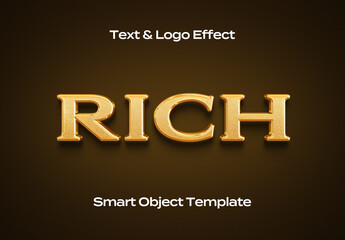 Rich Gold Black Text Logo Style Effect Mockup Logotype Template Shape